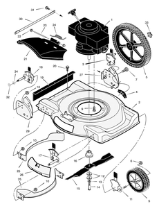 Mower Housing Assembly Diagram and Parts List for 225130X00A 2001 Briggs and Stratton Lawn Mower
